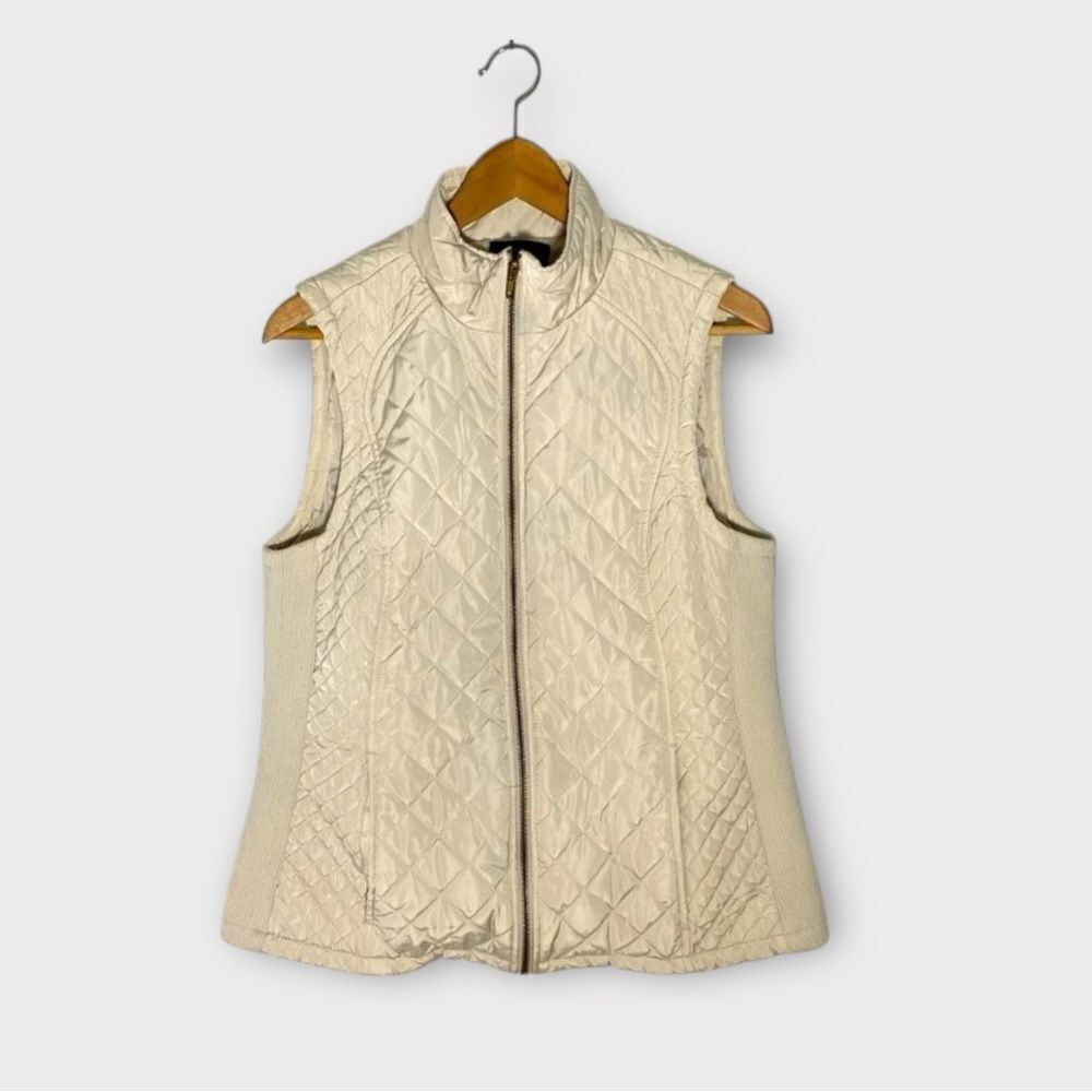 Cynthia Rowley Ivory Quilted Vest size Large